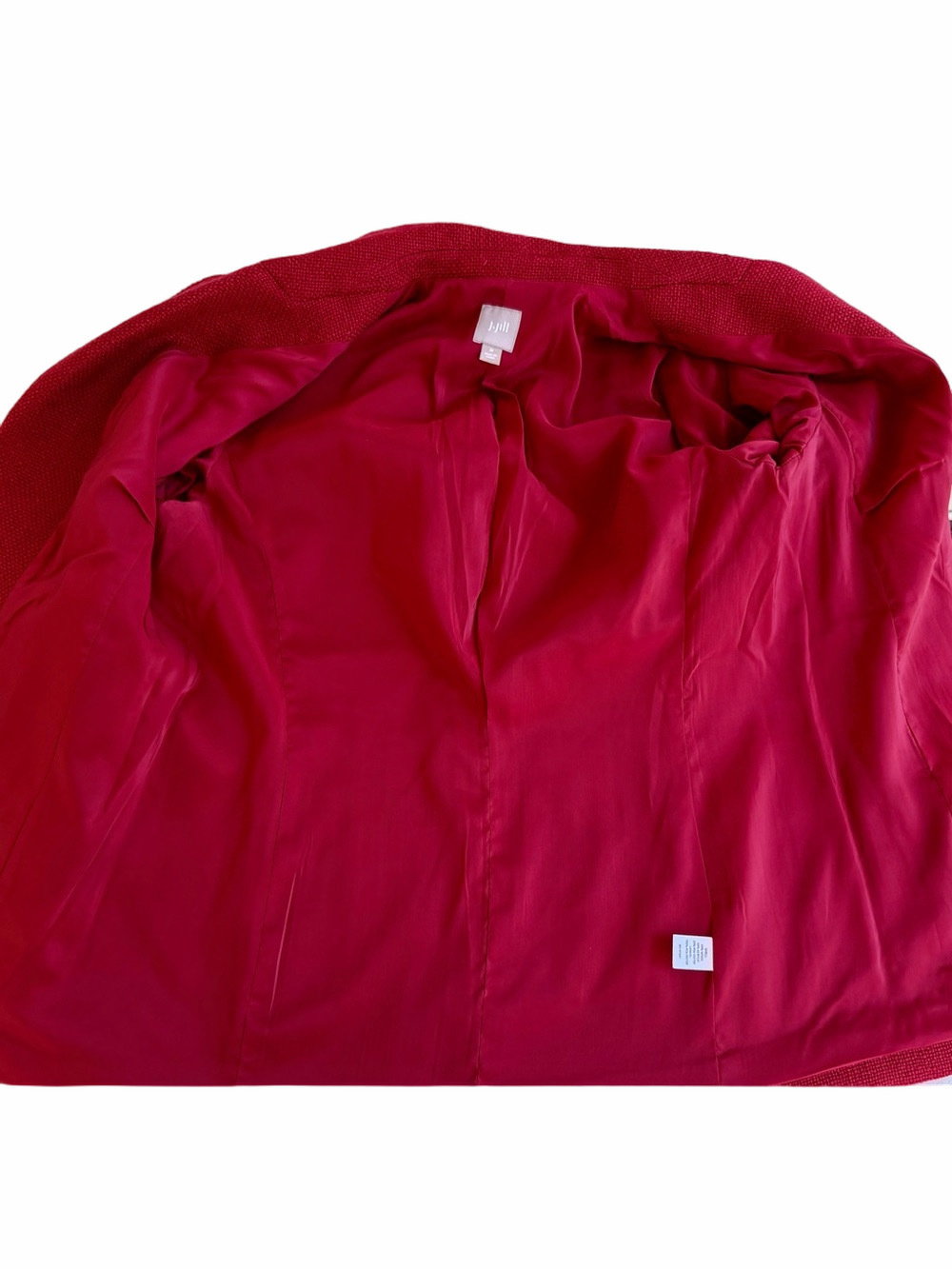 J. Jill Red Textured Wool Blend Two-Button Patch Pocket Blazer Jacket Size Med - Picture 7 of 10